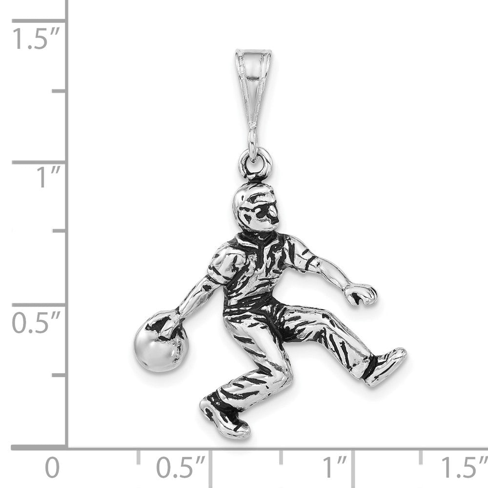 Sterlingsilber Poliert & Antikisiert Bowling Charm