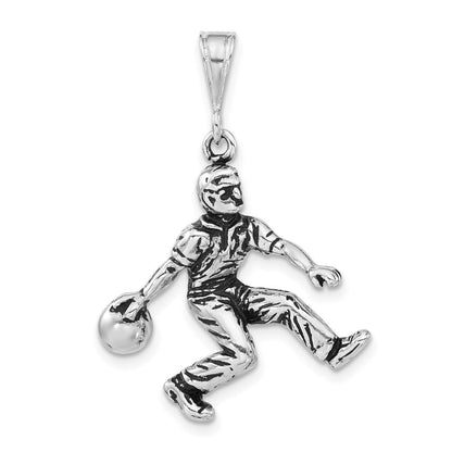 Sterlingsilber Poliert & Antikisiert Bowling Charm