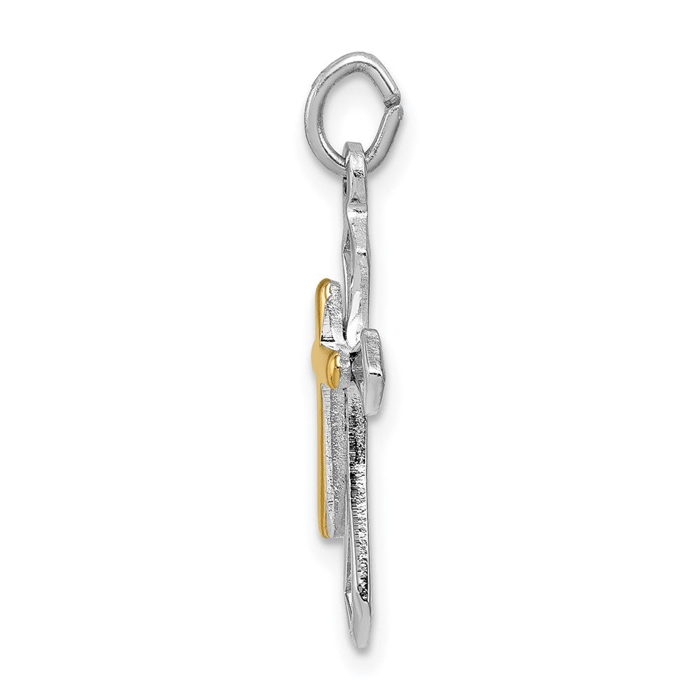 Sterlingsilber Rhodiniert & Vermeil Kreuz Anhänger