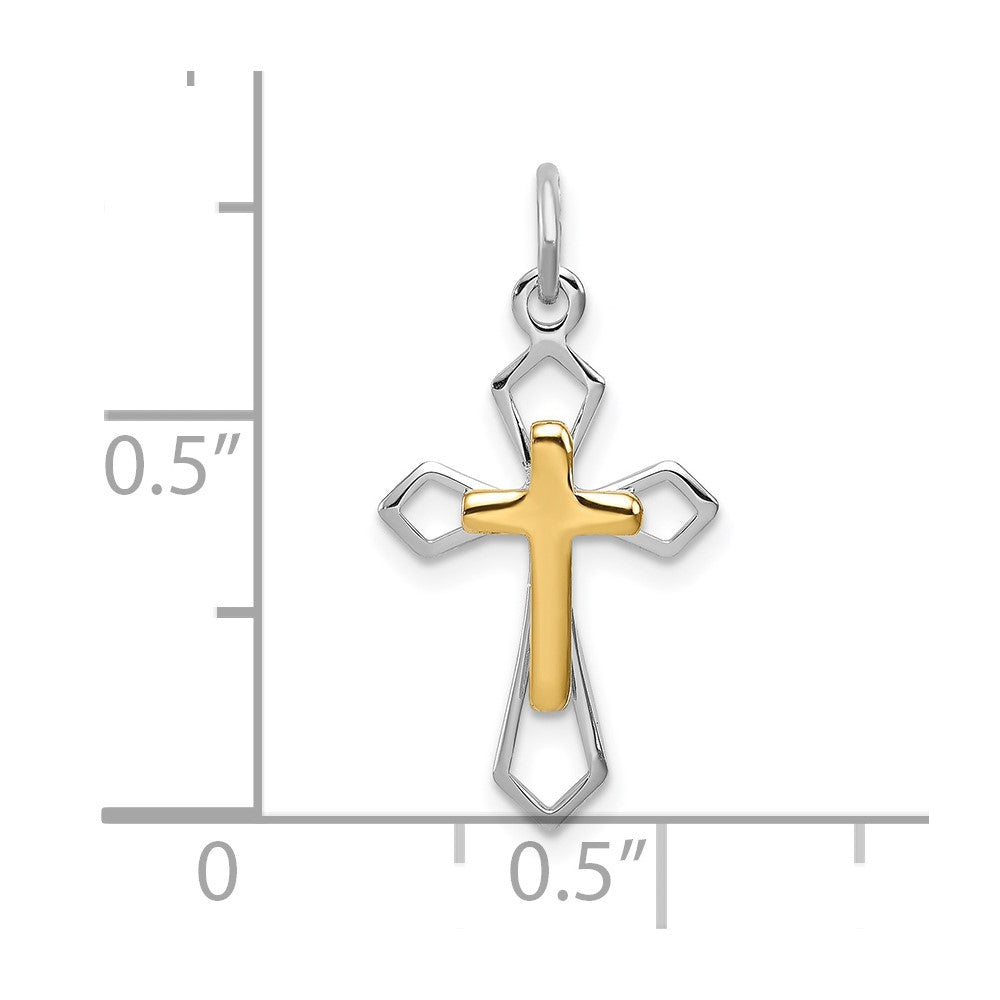Sterlingsilber Rhodiniert & Vermeil Kreuz Anhänger