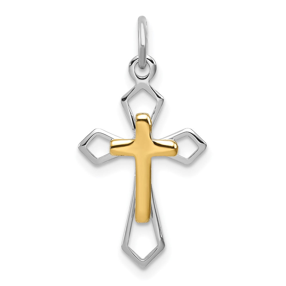 Sterlingsilber Rhodiniert & Vermeil Kreuz Anhänger