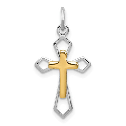 Sterlingsilber Rhodiniert & Vermeil Kreuz Anhänger