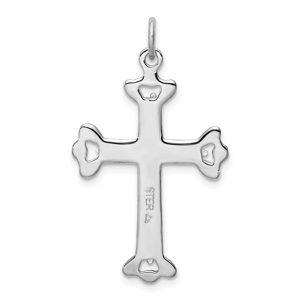 Sterlingsilber Rhodiniert Poliert Vermeil Knospend Kreuz Anhänger