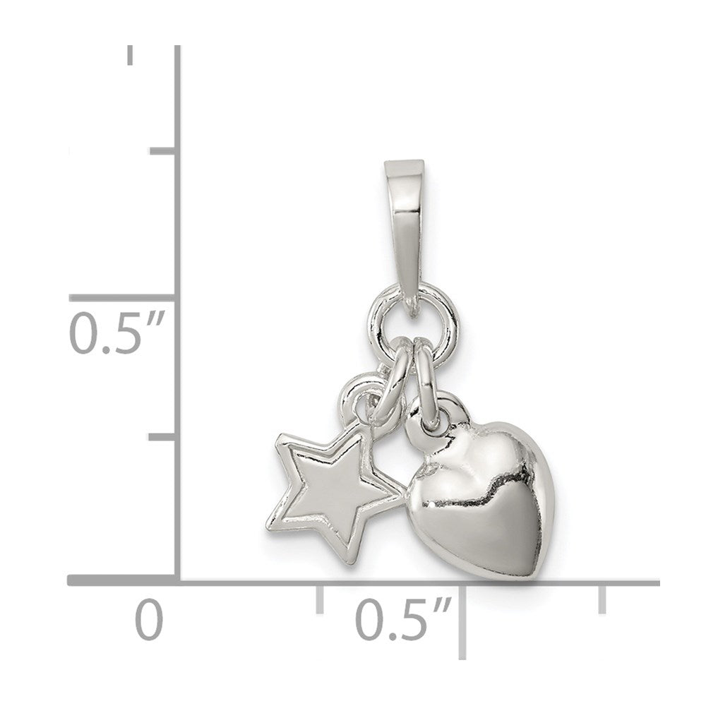 Sterlingsilber Herz und Stern Anhänger