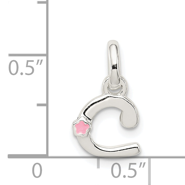Sterlingsilber Buchstabe C mit Emaille Anhänger