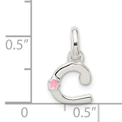 Sterlingsilber Buchstabe C mit Emaille Anhänger