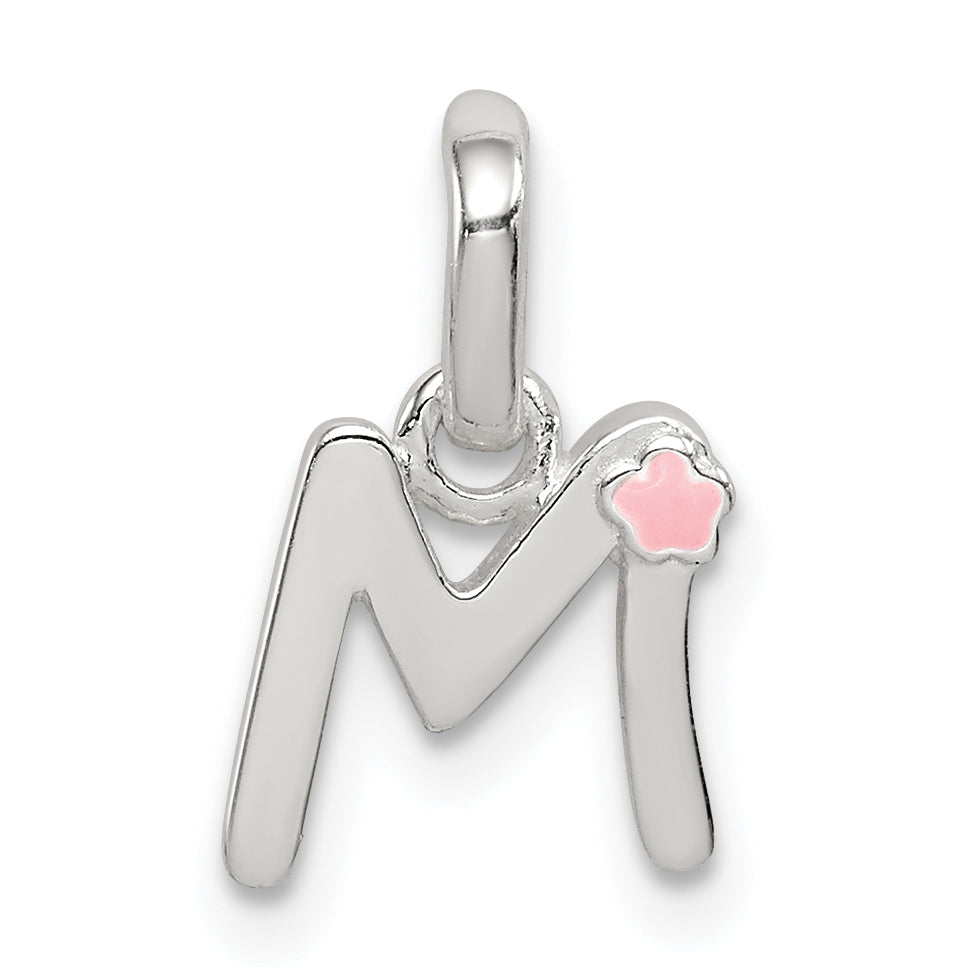 Sterlingsilber Buchstabe M mit Emaille Anhänger
