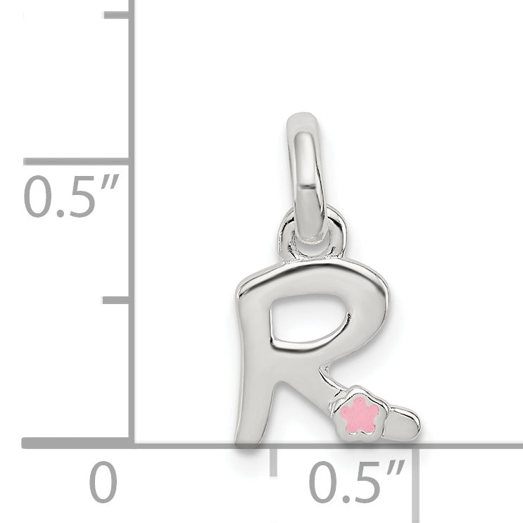 Sterlingsilber Buchstabe R mit Emaille Anhänger