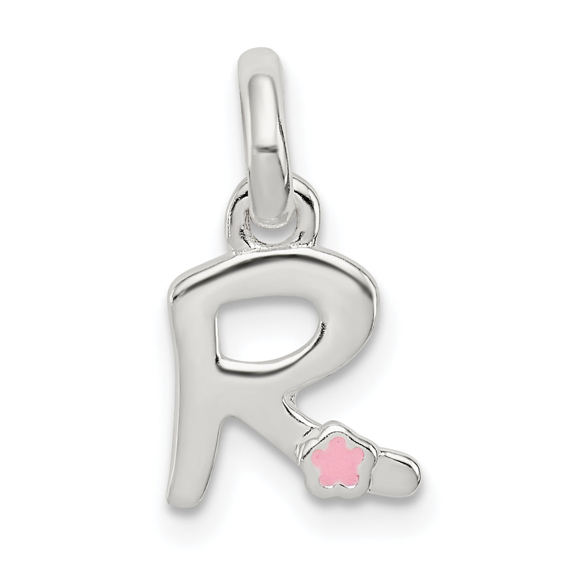 Sterlingsilber Buchstabe R mit Emaille Anhänger