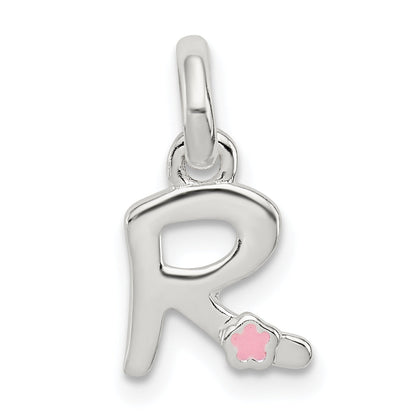 Sterlingsilber Buchstabe R mit Emaille Anhänger