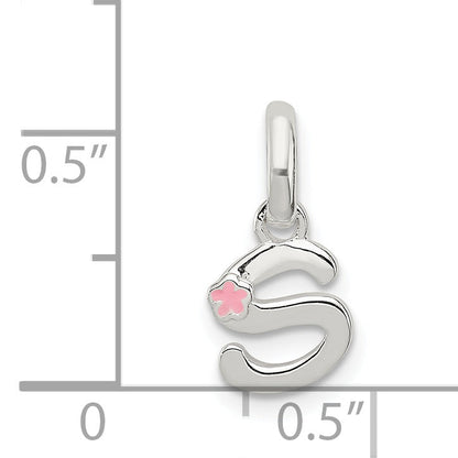 Sterlingsilber Buchstabe S mit Emaille Anhänger