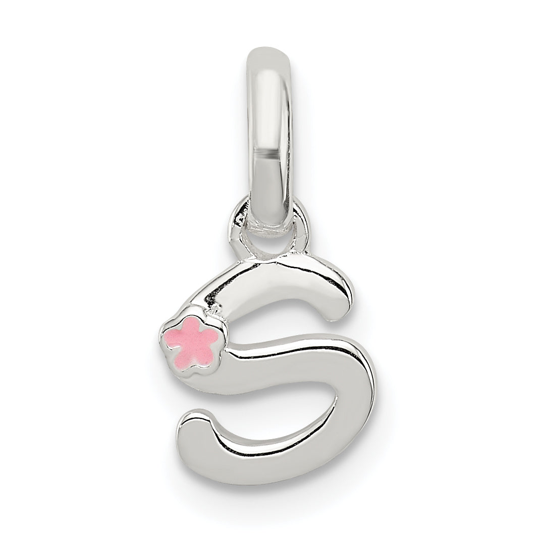 Sterlingsilber Buchstabe S mit Emaille Anhänger
