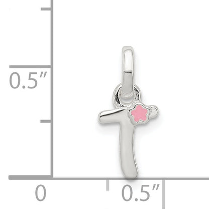 Sterlingsilber Buchstabe T mit Emaille Anhänger