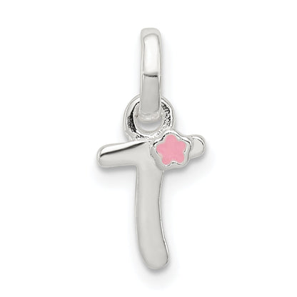 Sterlingsilber Buchstabe T mit Emaille Anhänger