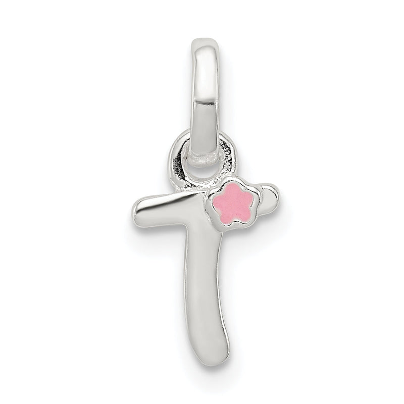 Sterlingsilber Buchstabe T mit Emaille Anhänger