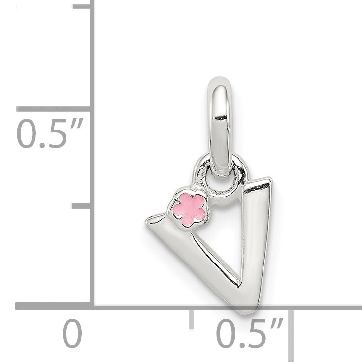 Sterlingsilber Buchstabe V mit Emaille Anhänger