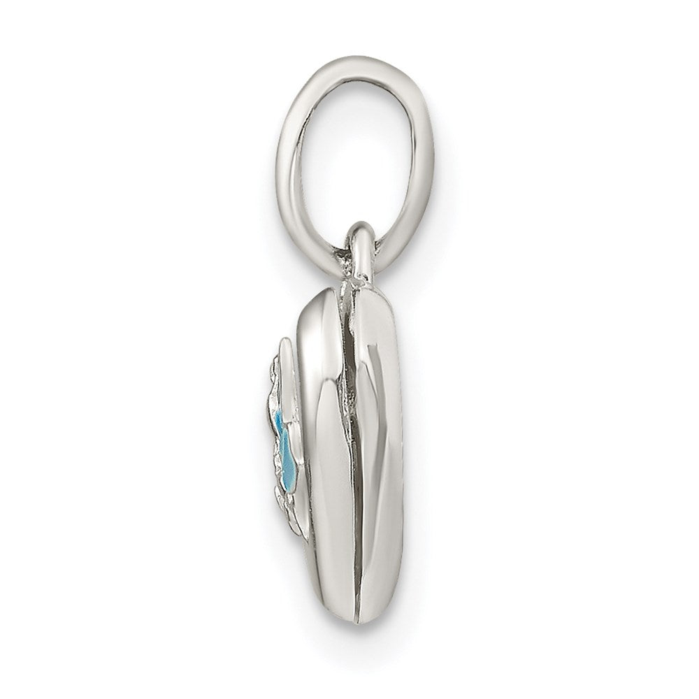 Sterlingsilber Blau Emaille Schmetterling Herz Medaillon