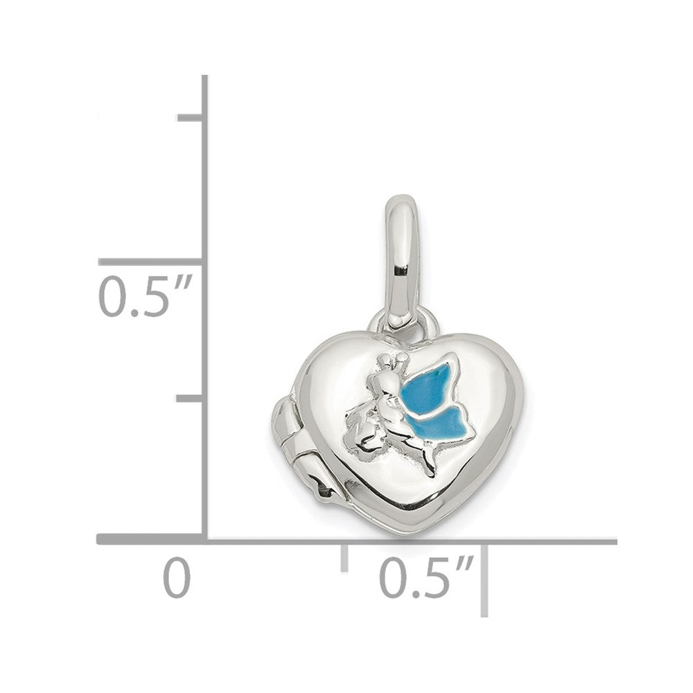 Sterlingsilber Blau Emaille Schmetterling Herz Medaillon