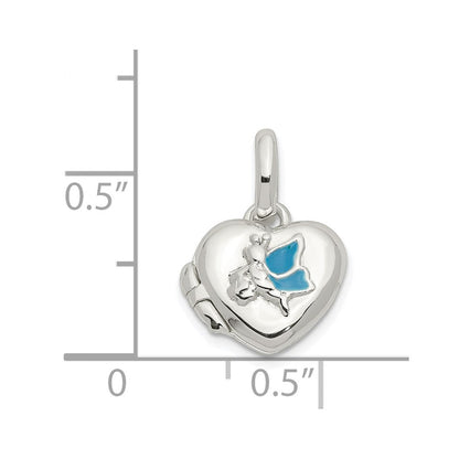 Sterlingsilber Blau Emaille Schmetterling Herz Medaillon