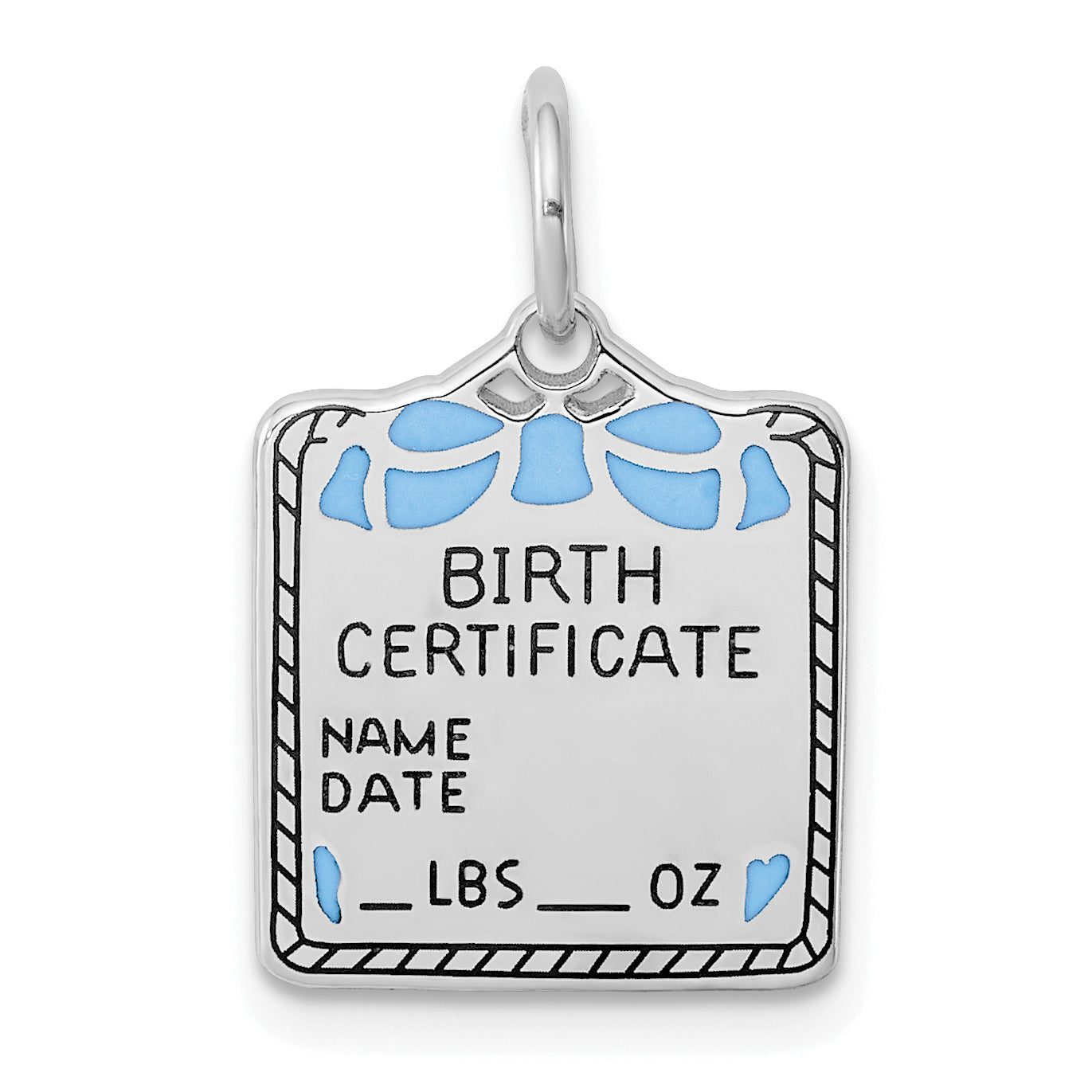 Sterlingsilber Rhodiniert Blau Birth Certificate Poliert Charm