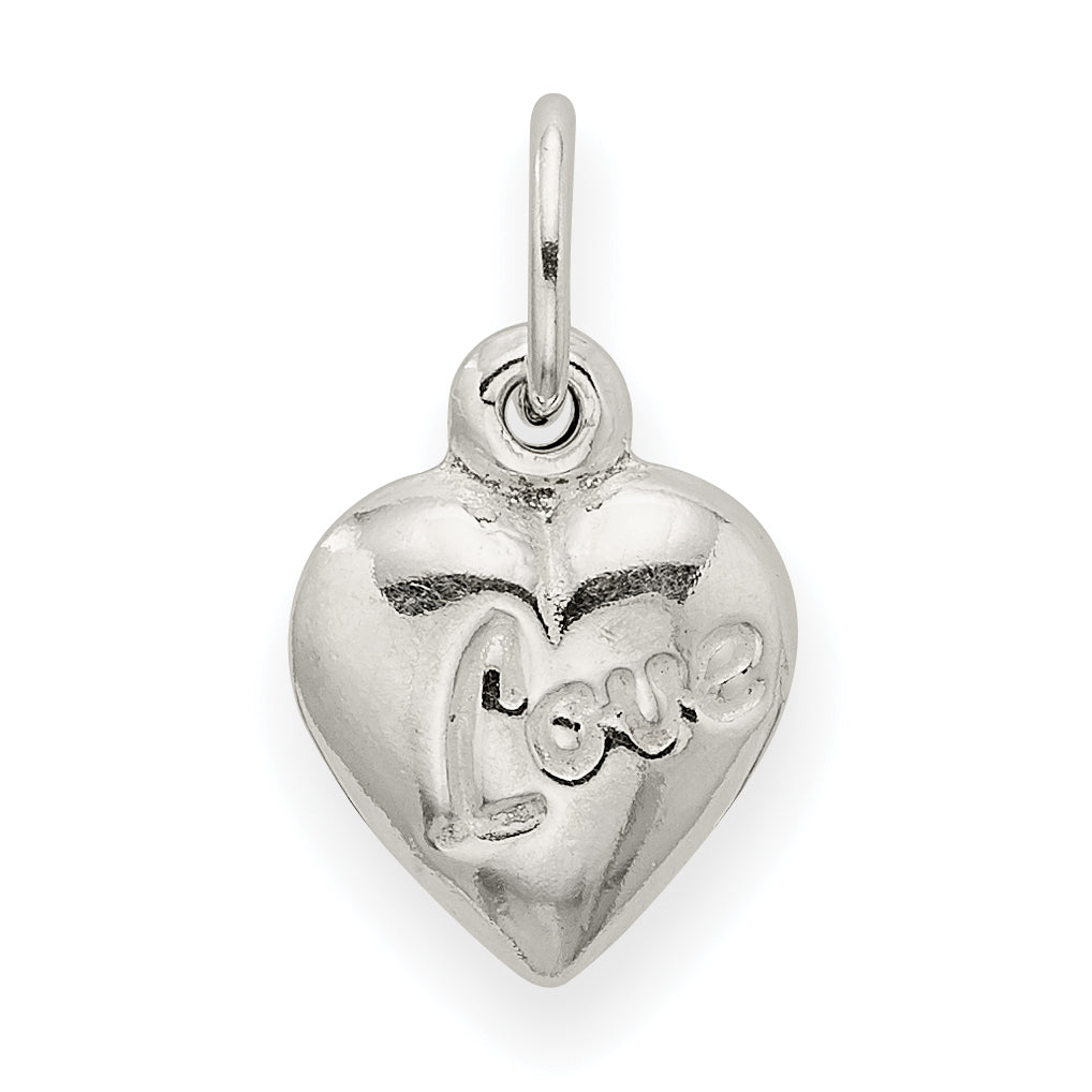 Sterlingsilber Poliert Liebe Wendbar Puff Herz Charm