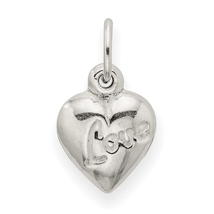 Sterlingsilber Poliert Liebe Wendbar Puff Herz Charm