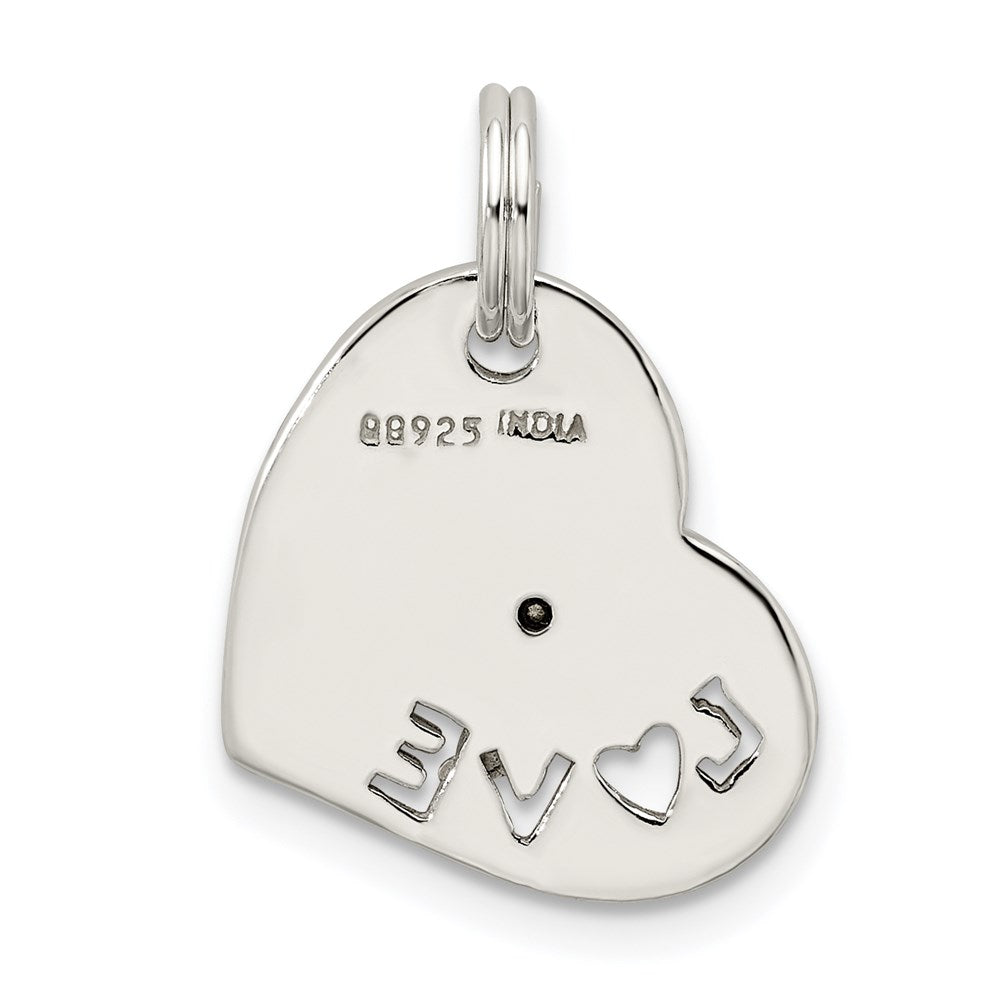 Sterlingsilber Poliert Liebe Zirkonia Herz Charm