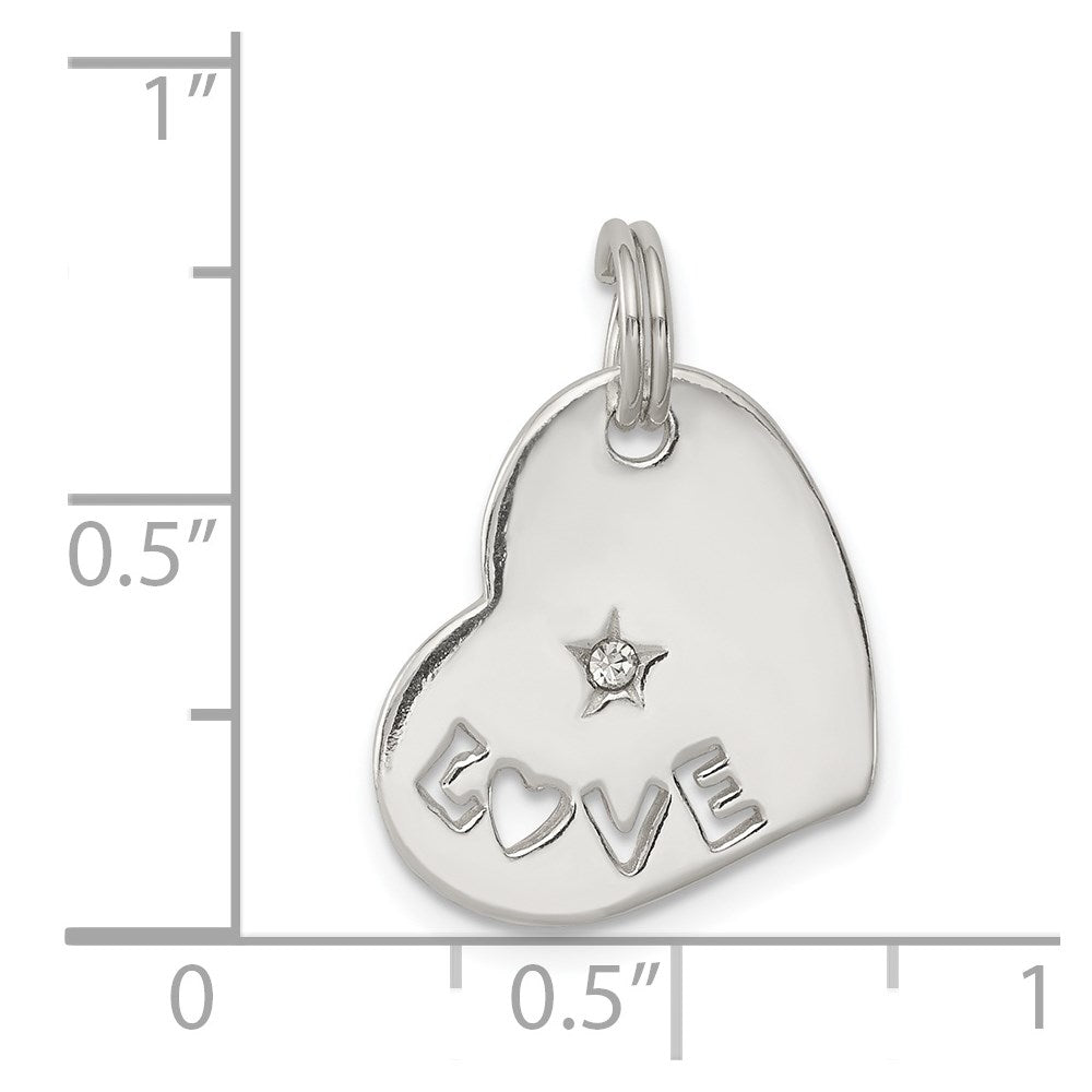 Sterlingsilber Poliert Liebe Zirkonia Herz Charm