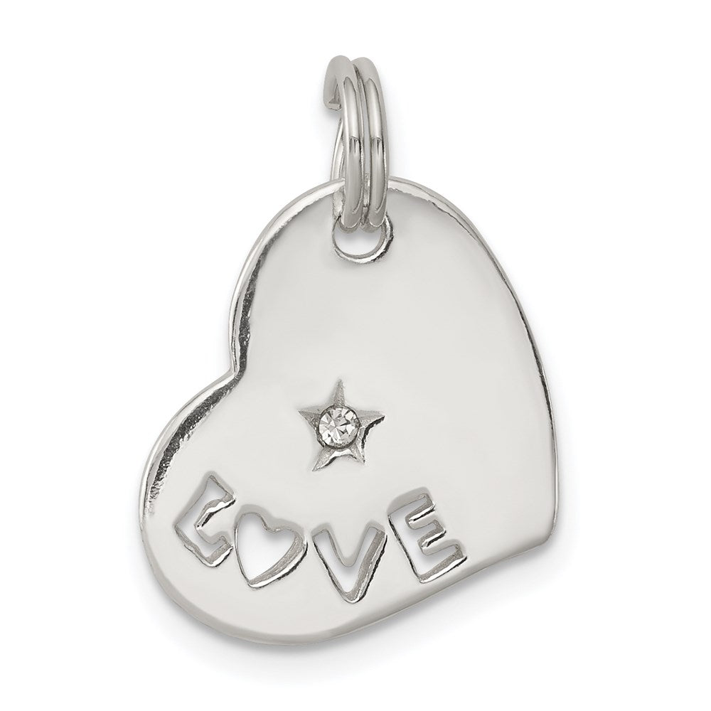 Sterlingsilber Poliert Liebe Zirkonia Herz Charm