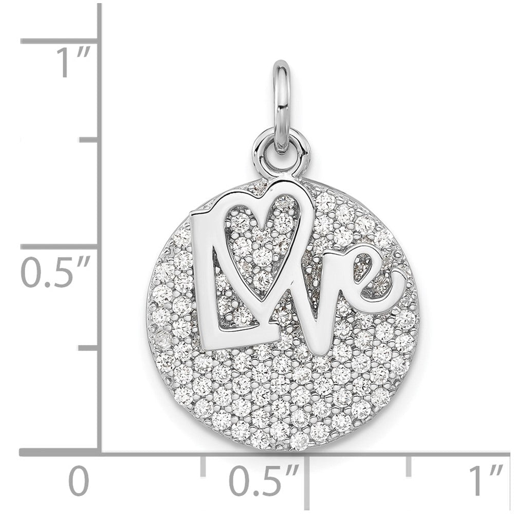 Sterlingsilber Poliert Zirkonia Liebe Kreis Anhänger