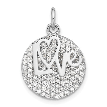 Sterlingsilber Poliert Zirkonia Liebe Kreis Anhänger