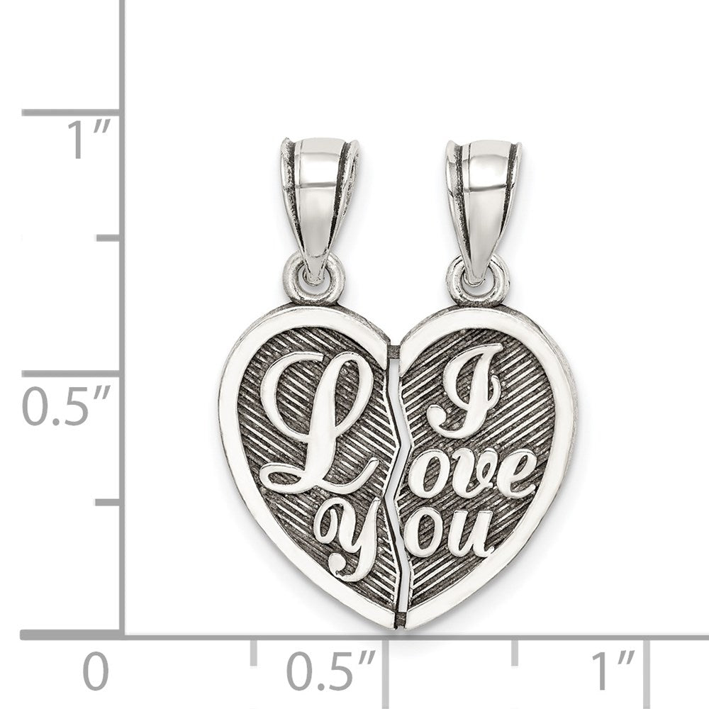 Sterlingsilber Antikisiert Mini I Liebe You Break Apart Herz Anhänger