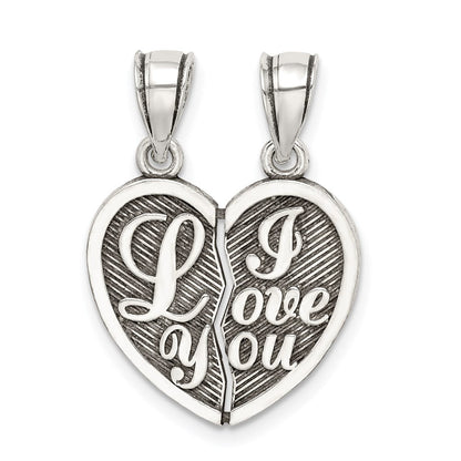 Sterlingsilber Antikisiert Mini I Liebe You Break Apart Herz Anhänger