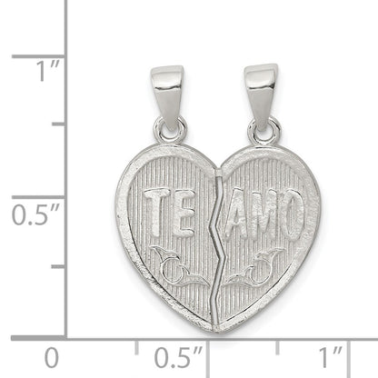Sterlingsilber Poliert Te Amo Break Apart Herz Anhänger