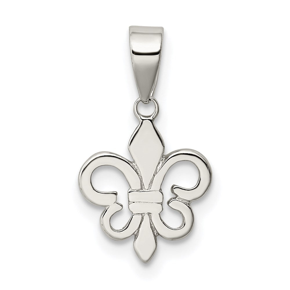 Sterlingsilber Poliert Fleur De Lis Anhänger