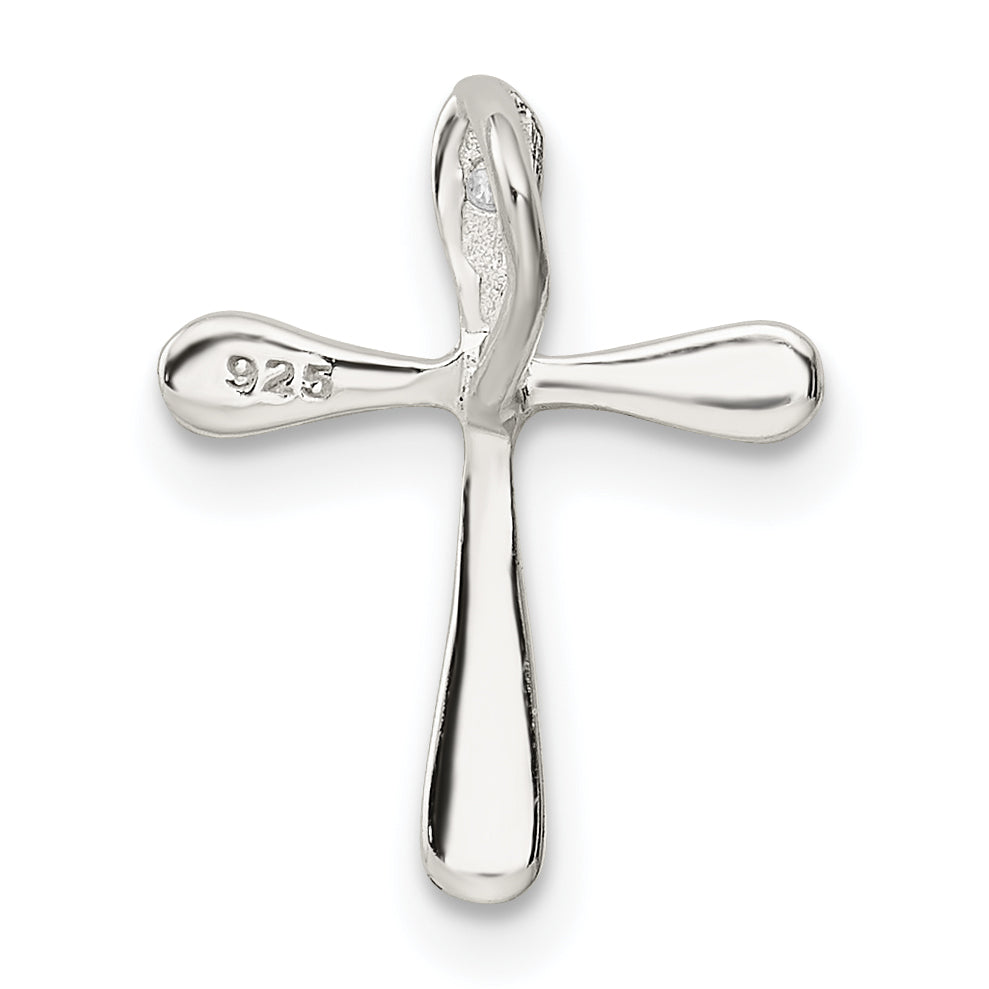 Sterlingsilber Poliert Diamant Kreuz Kette Anhänger