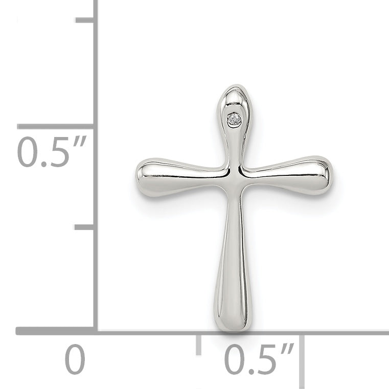 Sterlingsilber Poliert Diamant Kreuz Kette Anhänger