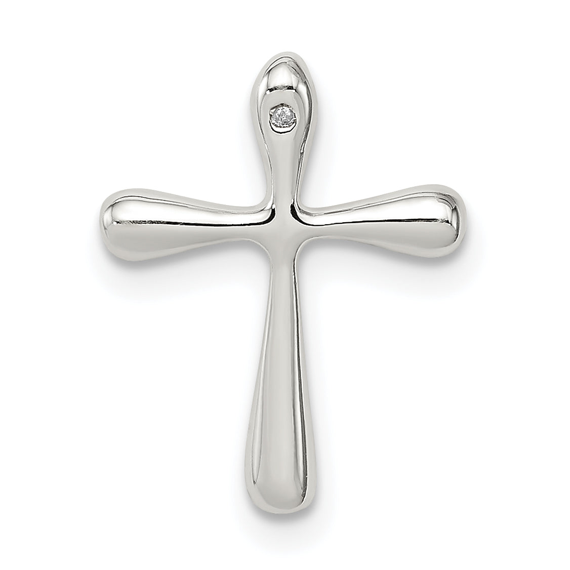 Sterlingsilber Poliert Diamant Kreuz Kette Anhänger