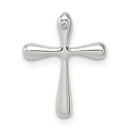 Sterlingsilber Poliert Diamant Kreuz Kette Anhänger