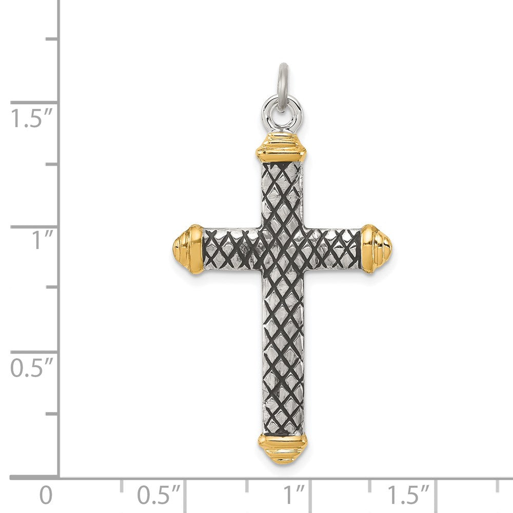Sterlingsilber Silber, Goldfarben, Blk Rhod Kreuz Design Anhänger
