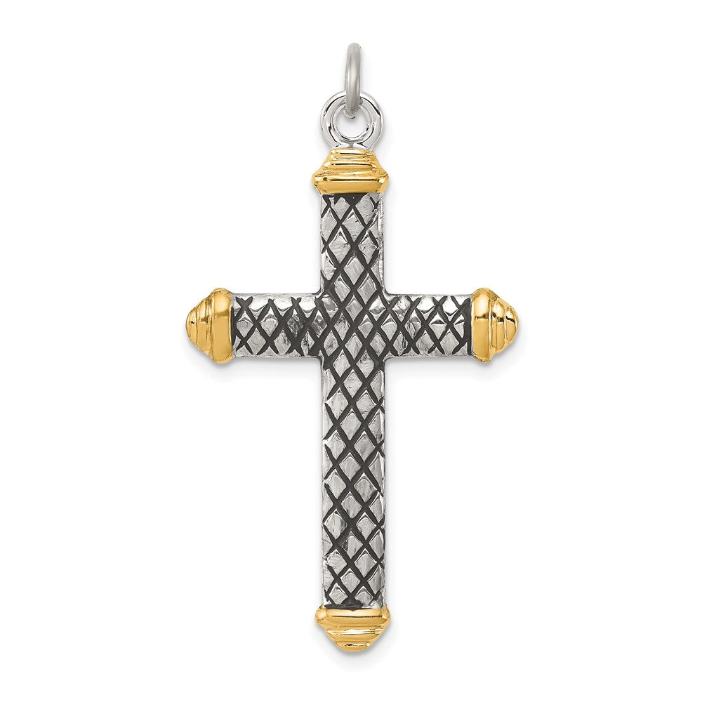 Sterlingsilber Silber, Goldfarben, Blk Rhod Kreuz Design Anhänger