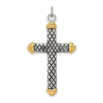 Sterlingsilber Silber, Goldfarben, Blk Rhod Kreuz Design Anhänger