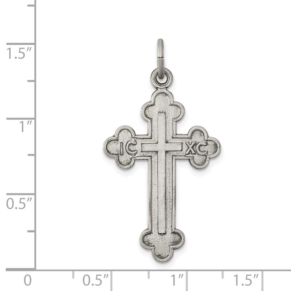 Sterlingsilber Antikisiert, Strukturiert und Gebürstet Lateinisch Kreuz Anhänger