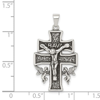 Sterlingsilber Antikisiert Mini Caravaca Kruzifix Anhänger