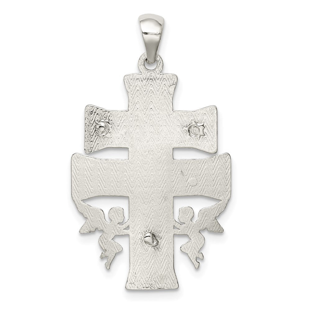 Sterlingsilber Poliert Mini Caravaca Kruzifix Anhänger