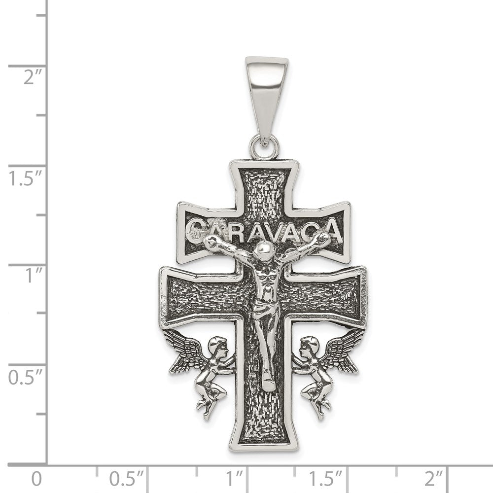 Sterlingsilber Antikisiert Groß Caravaca Inri Kruzifix Kreuz Anhänger