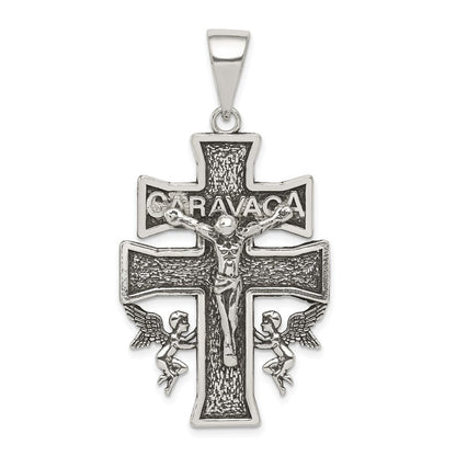Sterlingsilber Antikisiert Groß Caravaca Inri Kruzifix Kreuz Anhänger