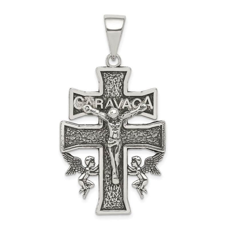Sterlingsilber Antikisiert Groß Caravaca Inri Kruzifix Kreuz Anhänger
