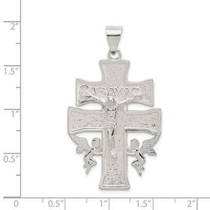 Sterlingsilber Poliert Groß Caravaca Inri Kruzifix Kreuz Anhänger