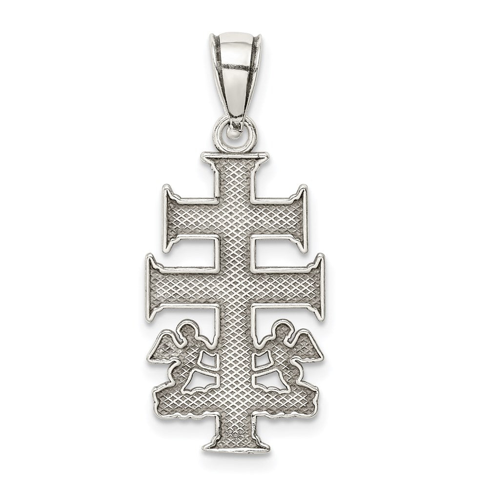 Sterlingsilber Antikisiert Caravaca Doppelt Kreuz mit Angels Kruzifix Anhänger